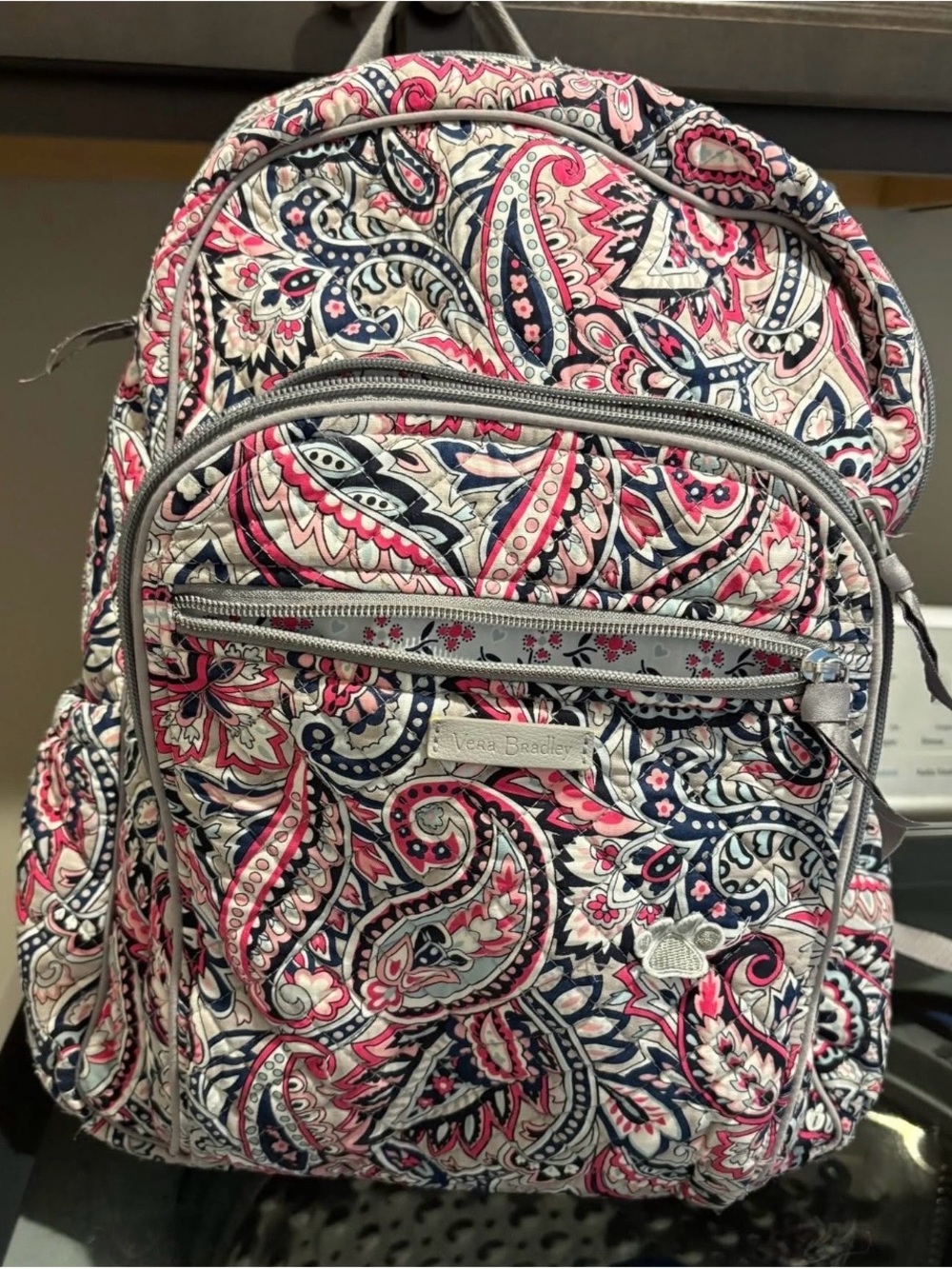 Vera Bradley Navy and Pink Paisley Backpack